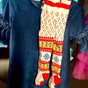 Gently worn Matilda Jane Party in blue dress size 2 and tights